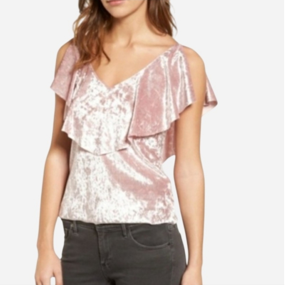 Chelsea 28 Light Pink Flowy Crushed Velvet Top